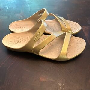 Shimmering Gold Crocs Sandals